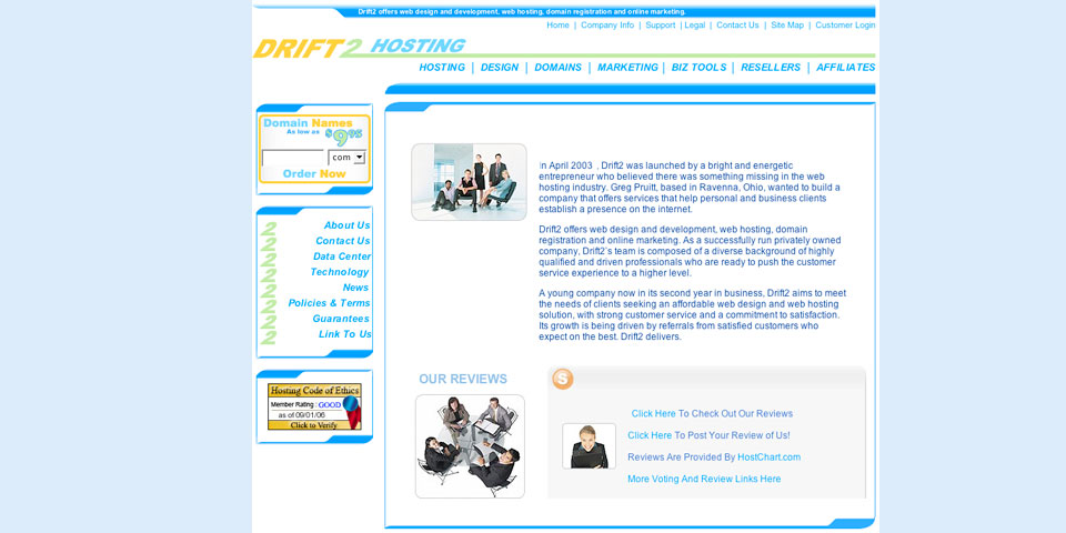Drift2 Web Hosting First Design